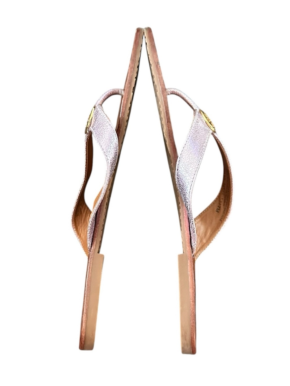 Tory Burch Thora Reverse Metallic Lavender Gold Purple Sandals Flip Flops 7 - Picture 7 of 9